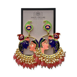 Hand Painted Radha Krishna Earrings